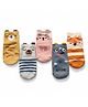 Ziory Cotton Knit Pack Of 5 Animal Designed Anti Skid Socks - Multi Colour