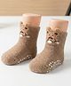 Ziory Knit Teddy Designed Anti Skid Socks - Light Brown