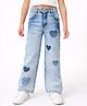 Nino Togs Denim Woven Hearts Patch Detailed Mild Washed Jeans - Light Blue