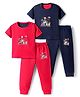 Kidi Wav Pack Of 2 Half Sleeves Animals In Train Printed Tee & Joggers Set - Multi Colour