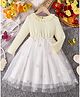 tior Mesh Knit Full Sleeves Floral Printed Frill Detailed Dress - Cream