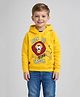 Little Marine Fleece Knit Full Sleeves Lion & Hear Me Roar Text Printed Light Winter Hooded Sweatshirt - Mustard
