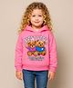 Little Marine Fleece Knit Full Sleeves Teddy Printed Light Winter Hooded Sweatshirt - Pink