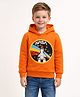 Little Marine Fleece Knit Full Sleeves Rocket & Space Theme Printed Light Winter Hooded Sweatshirt - Orange