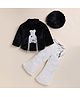 NUTTY BUTTY Fur Knit Full Sleeves Teddy Applique Detailed Winter Top & Palazzo With Cap - Black