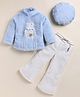 NUTTY BUTTY Fur Knit Full Sleeves Teddy Applique Detailed Winter Top & Palazzo With Cap - Sky Blue