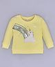 KETIMINI Cotton Looper Knit Full Sleeves Sequins Embellished Rainbow Designed & Unicorn Applique Detailed Winter Sweatshirt - Yellow
