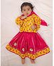 KID1 Woven Cotton Three Fourth Sleeves Floral Printed Lehenga & Choli With Dupatta Set - Mustard