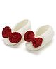 Funkrafts Bow Applique Detailed Crochet Booties - Red & White