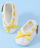 Funkrafts Ribbon Detailed Handmade Crochet Booties - White & Yellow
