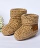 Funkrafts Solid Crochet Handmade Booties - Beige