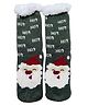 Butterthief Wool Knit Santa Claus Ho Ho Ho Text Designed Plush Detailed Socks - Grey