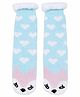 Butterthief Wool Knit Heart & Cat Designed Plush Detailed Socks - Sky Navy & Pink