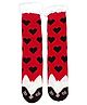 Butterthief Wool Knit Heart & Cat Designed Plush Detailed Socks - Red & Black