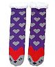 Butterthief Wool Knit Heart & Cat Designed Plush Detailed Socks - Purple & Grey