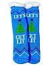 Butterthief Wool Knit Lets Get Lit Text Designed Plush Detailed Socks - Blue