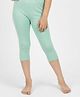 Charm n Cherish Cotton Knit Solid Capri Leggings - Green