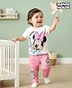 Babyoye Disney Single Jersey Knit Half Sleeves T-Shirt & Pant Set with Minnie Mouse Graphics - Multicolour