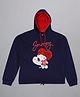 Kidsville Knit Peanuts Featuring Full Sleeves Snoopy Printed Light Winter Hoodie - Blue