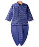 Ridokidz Cotton Woven Full Sleeves Kurta Dhoti Set with Sequin Detailing & Embroidery - Navy Blue