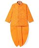 Ridokidz Cotton Woven Full Sleeves Kurta Dhoti Set with Sequin Detailing & Embroidery - Orange