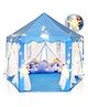 BabyGo Kids Prince Princess Castle Theme Play Tent with Mosquito Net Design for Kids (Blue with Light)