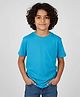 Charm n Cherish Cotton Knit Half Sleeves Solid Tee - Turquoise Blue