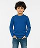 Charm n Cherish Cotton Knit Full Sleeves Solid Tee - Dark Blue