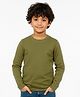 Charm n Cherish Cotton Knit Full Sleeves Solid Tee - Olive Green