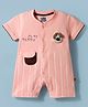 Mini Taurus Interlock Knit Half Sleeves Striped Front Open Romper with Puppy Applique - Light Orange