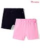 Honeyhap Premium Cotton Elastane Knit Mid Thigh Cycling Shorts With Bio Finish Pack Of 2 - Black & Light Pink