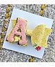 FOLLOW THE NEEDLE Glitter Embellished Letter A Designed Bow Applique Detailed Alligator Hair Clip - Yellow