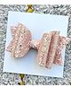 FOLLOW THE NEEDLE Glitter Embellished Bow Applique Detailed Alligator Hair Clip - Pink