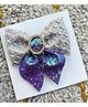 FOLLOW THE NEEDLE Bow Applique Detailed Glittered Hair Clip - Purple