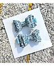 FOLLOW THE NEEDLE Sequin Embellished Bow Hair Clips - Blue