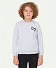 CHILINS Cotton Knit Full Sleeves Numerical Printed Pre Winter Sweatshirt - Grey