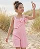 Arias Knit Sleeveless Solid Jumpsuit with Bow Applique - Pink