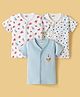 Ben Benny Interlock Knit Half Sleeves Jhablas with Space Theme Print Pack of 3 - White & Blue