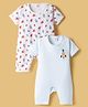 Ben Benny Interlock Knit Half Sleeves Rompers with Rocket Print Pack of 2 - Multicolor