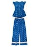 Kiddopanti Rayon Woven Frill Sleeves Diamonds Motifs Printed Top With Palazzo Set - Navy Blue
