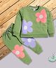I Love Mom Cotton Lurex Knit Full Sleeves Floral Printed Winter Sweatshirt & Joggers Set - Green