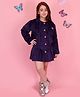Cutecumber Fur Knit Full Sleeves Solid Dress & Jacket Set - Purple