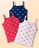 Babyhug 100% Cotton Knit Sleeveless Slips with Bow Print Pack of 3 - Navy Blue Dark Pink & White
