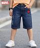 Pine Kids Marvel 100% Cotton Woven Knee Length Shorts With Spider Man Graphics & Patch - Navy Blue