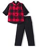 Blabber Full Sleeves Buffalo Checked 3 Piece Party Suit Set - Red