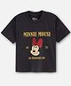 Nap Chief Cotton Knit Mickey & Friends Featuring Half Sleeves Minnie Mouse Printed Boxy Fit Tee - Charcoal Grey