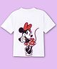 Nap Chief Cotton Knit Mickey & Friends Featuring Half Sleeves Minnie Mouse Printed Boxy Fit Tee - White