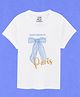 Nap Chief Cotton Knit Half Sleeves Good Mood In Paris Text Bow Printed Relaxed Fit Tee - White