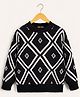 KUCHIPOO Fleece Knit Full Sleeves Geometric Designed Winter Sweatshirt - Black