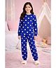 Unicorns Cotton Knit Full Sleeves Polka Dots Printed Coordinating Tee & Pajama Night Suit - Navy Blue